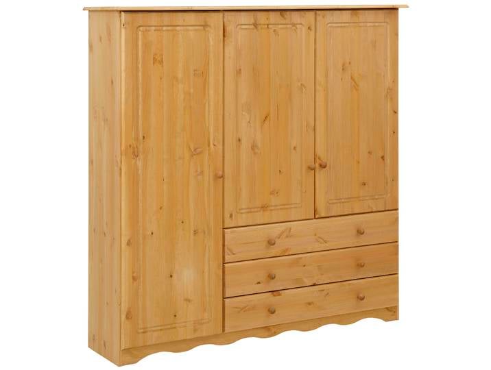Wäscheschrank HOME AFFAIRE Minik , beige (natur gebeizt, gewachst), B:140cm H:140cm T:35cm, Massivholz, Schränke, Wäscheschrank, aus schönem massivem Kiefernholz, in unterschiedlichen Farbvarianten