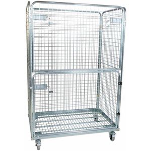 HMH Rollbehälter mit Klapptür Nutzhöhe 1620mm, verzinkt, Stahlbodenplatte 1200 x 800mm, 4-seitig