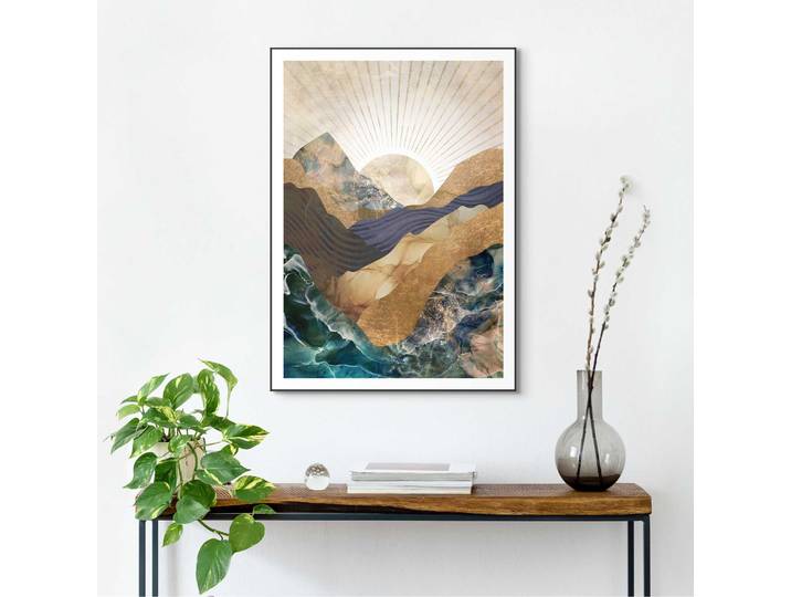 Bild mit Rahmen REINDERS Autumn Mountains , blau (farbe bild(er): blau), B:50cm H:70cm T:1,6cm, Holzwerkstoff, Bilder, Bild mit Rahmen