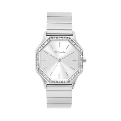 Quarzuhr TAMARIS, silber (silberfarben, weiß), Armbanduhren, Damen, silberfarben, Quarzuhr, Armbanduhr, Damenuhr, Edelstahlarmband, analog, Zirkonia (synth.)
