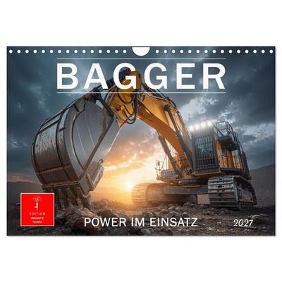 Bagger - Power im Einsatz (Wandkalender 2027 DIN A4 quer), CALVENDO Monatskalender