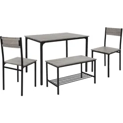 ESSTISCH SET 4-teilig Eiche Grau