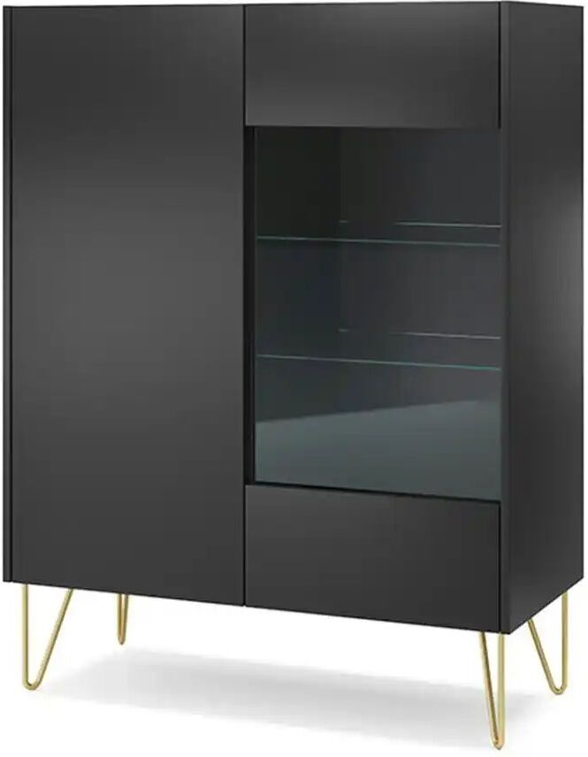 Höffner Vitrine   ¦ schwarz ¦ Maße (cm): B: 97 H: 122