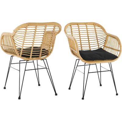 Stuhl SALESFEVER "Wels - Komfortabler Sitzplatz", schwarz (natur, schwarz, schwarz), B:56cm H:80cm T:59cm, Kunststoff, Metall, Stühle, Stuhl, Zweier-Set: Wetterfestes Kunststoffgeflecht in Rattanoptik