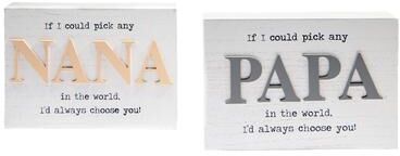 IH Casa Decor Rect. Mdf Block I'D Choose You Papa/Nana - Set of 2
