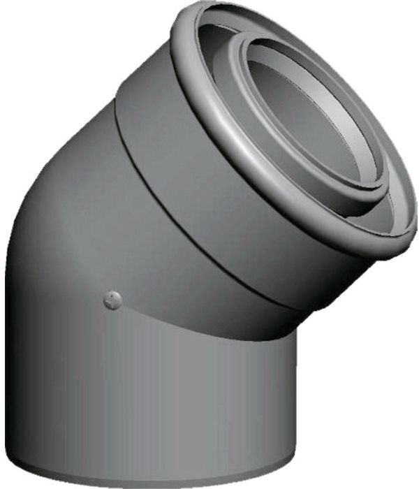 Wolf Bogen 2651472 45°, DN80/125, Set a 2 Stück, steckbar, weiß