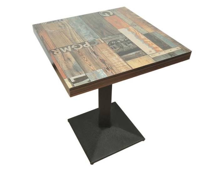 HSTURYZ Table Carrée Style Industriel Métal et Bois Style 3