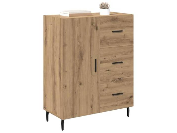 KTHLBRH Anrichte Eiche 69,5 x 34 x 90 cm Ingenieurholz Integrierte Regale, modernes Design, für Wohnzimmer oder Esszimmer, organisierte Aufbewahrung