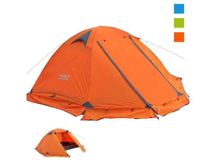 Flytop 2-3 personnes 4 saisons jupe tente Camping extérieur Double couches poteau en aluminium Anti neige voyage famille ultraléger touristique