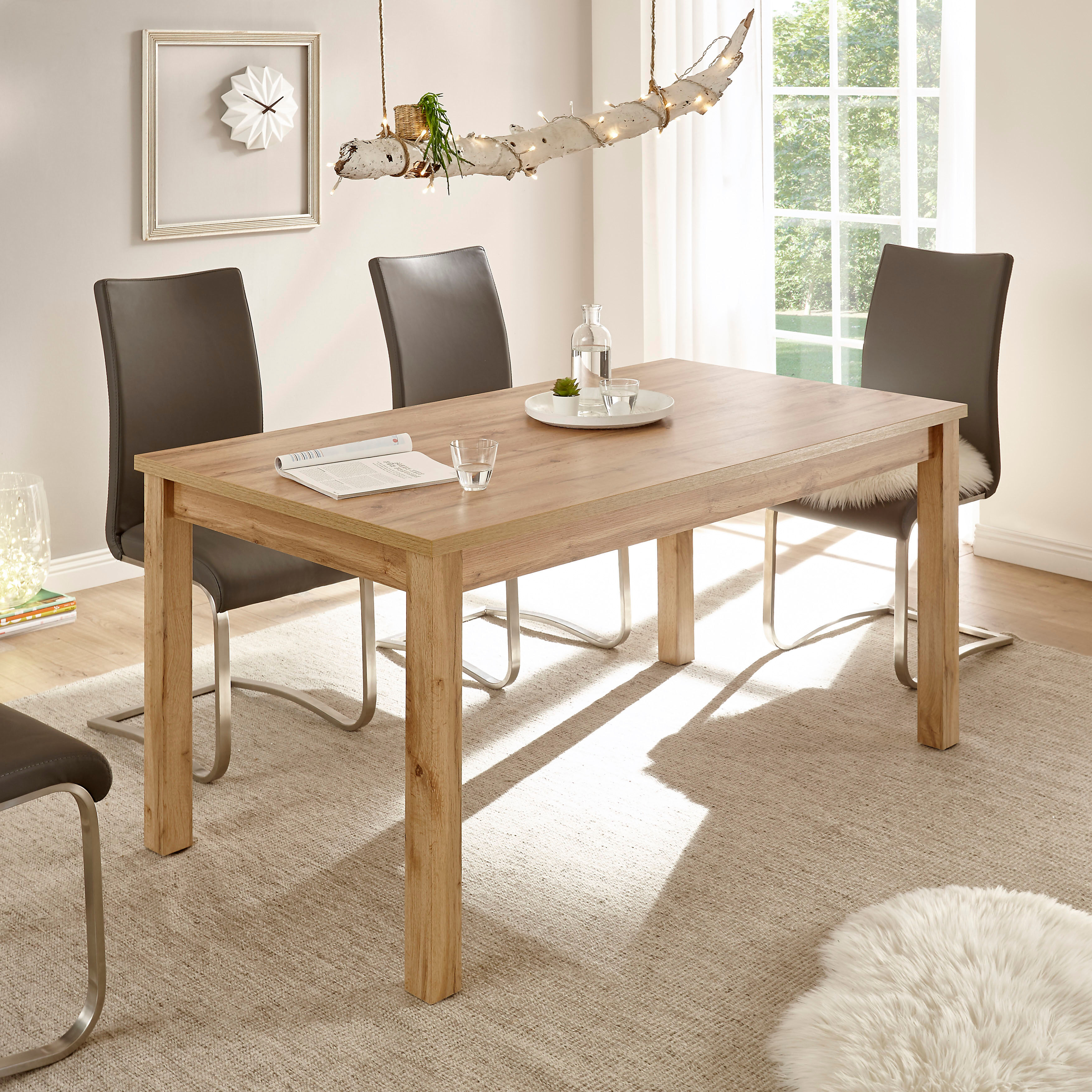 Esstisch GOODPRODUCT "Westminster, Tisch im Landhausstil, Wohnzimmertisch, Küchentisch", braun (wotan eiche, wotan eiche, wotan eiche), B:158cm H:76cm T:88cm, Tische, Esstisch, Holzbeine, vielseitig einsetzbar, zeitlos, 158 cm breit wotan eiche, wotan eic