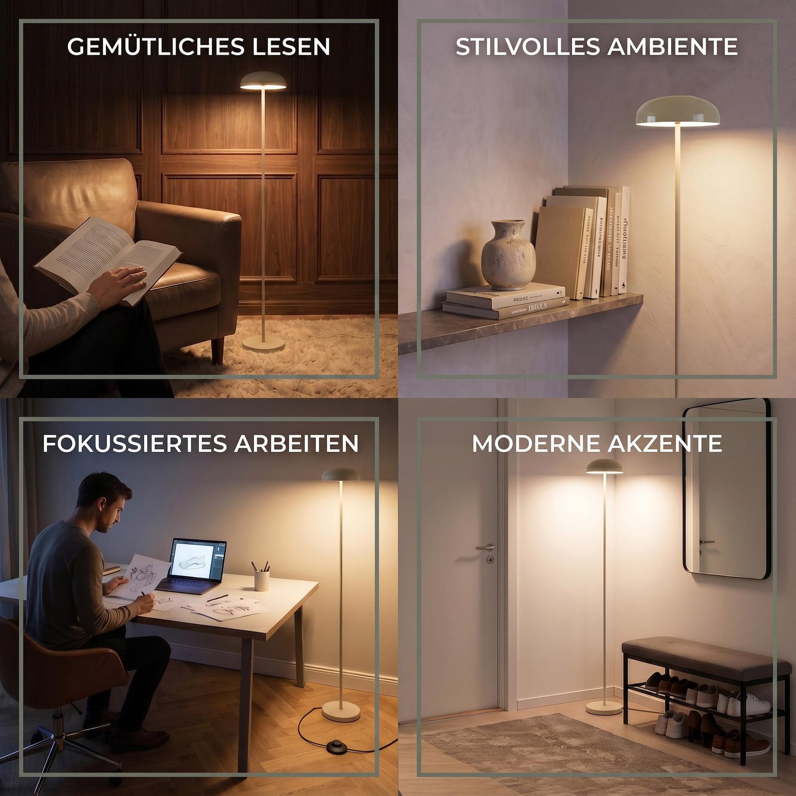 Northpoint LED vloerlamp met boogvorm, warm wit, beige
