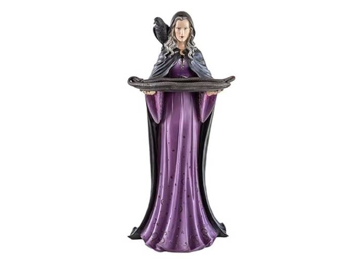 DRW Figur Einer hohen Hexe mit handbemaltem Harz-Tablett, 82 cm