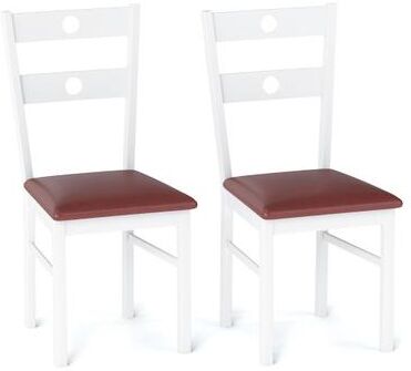 Costway Wooden Dining Chairs Set of 2 Armless Kitchen Chairs with Hollowed Backrest-White