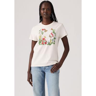 T-Shirt LEVI'S "THE PERFECT TEE", Damen, Gr. S (36), rosa (rose garden bw art o), Single Jersey, Obermaterial: 100% Baumwolle, regular fit taillenbedeckt, Rundhals, Shirts T-Shirt, mit Blumen Print