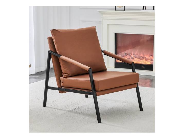 ANYSUN Relaxsessel Loungesessel mit Armlehnen, Polstersessel Faux-Leder (Gästesessel, Empfangssessel,Armchair mit robuster Metallrahmen,Akzentsofa), Industrielounge-Lesesessel für Wohnzimmer,Büro und Wartezimmer