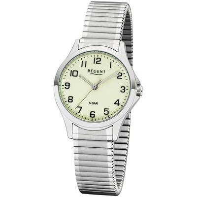 Quarzuhr REGENT, silber (silberfarben, beige, beige), Armbanduhren, Damen, edelstahlfarben, Quarzuhr, Armbanduhr, Damenuhr, Flexband, Zugband, Edelstahlarmband
