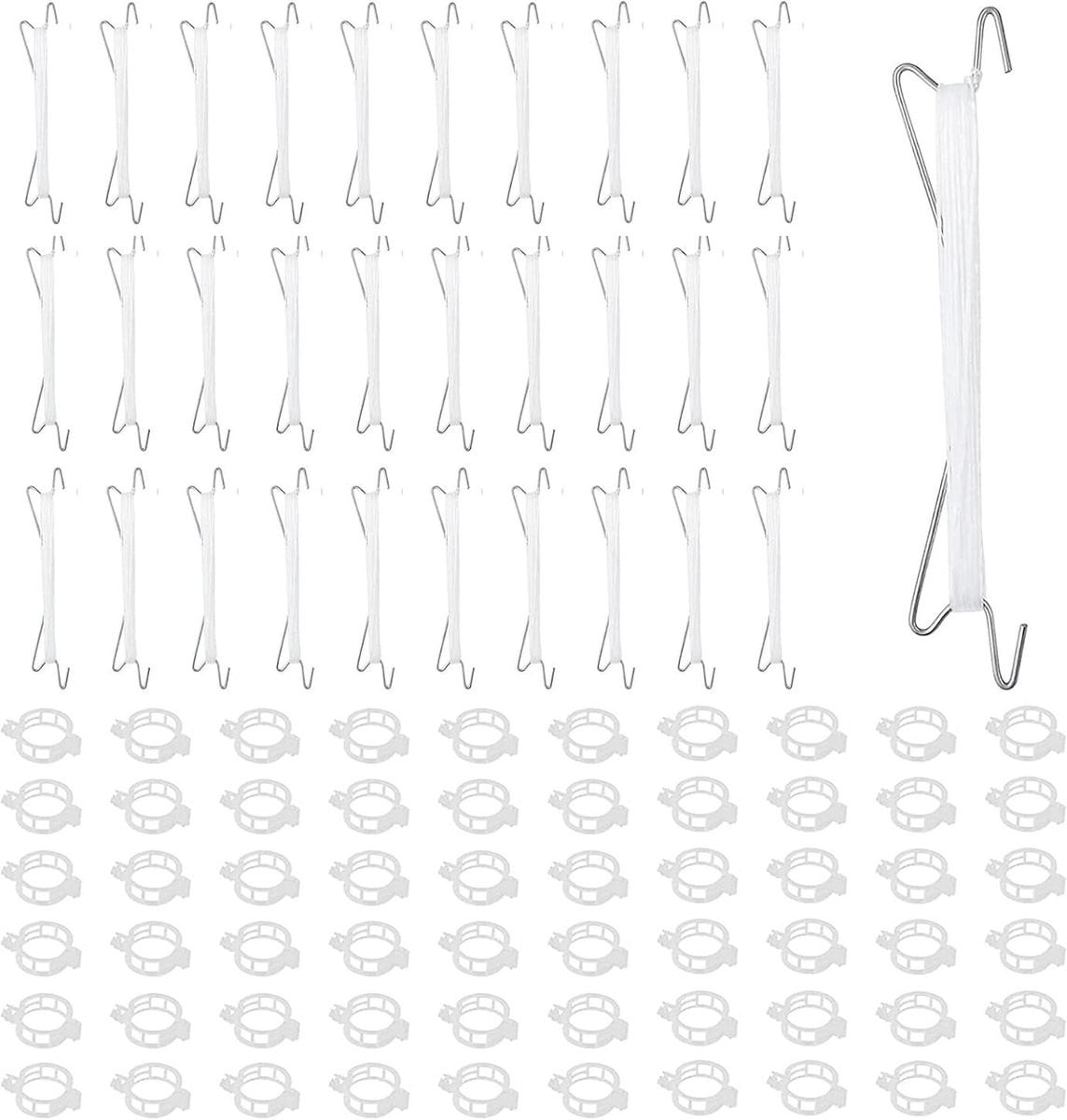 Longziming Tomaten Haakjes Set met 100 Plantclips en 10m Touw voor Tuin en Kweekkas, 30 Stuks