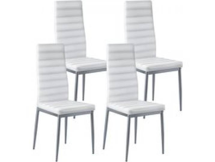 VEVOR moderner Esszimmerstuhl (4 Stk.) eleganter gepolsterter Leder-Beistellstuhl (136 kg belastbar) für Esstische, platzsparender Küchentischstuhl mit dicken Kissen & Metallbeinen, Weiß Cafeteria