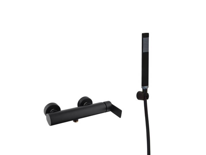 by Paffoni B-Way Set mitigeur de douche mécanique + Douchette 1 jet, Flexible 1,5m Noir mat (ATBSBW268-SET2