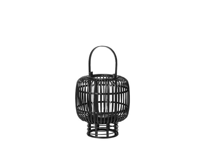 Broste Copenhagen Goran lantaarn bamboe/glas zwart- Ø27,5XH33CM