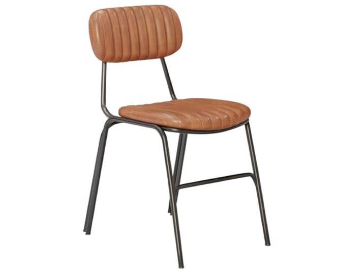 GGMMÖBEL GINO Esszimmerstühle 2-er Set Küchenstühle Stuhl Esszimmer Stühle Retro-Stil Polsterstuhl Braun Leder Sitzhöhe: 49cm
