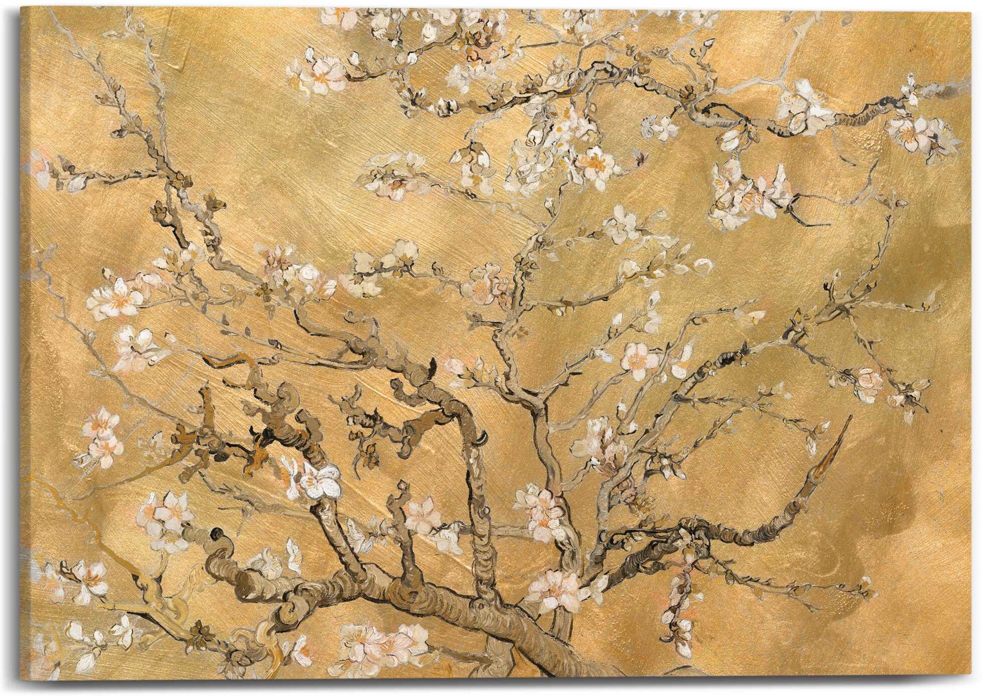Reinders! Leinwandbild REINDERS "Van Gogh - almondblossom", gold (farbe bild(er): gold), B:70cm H:50cm T:2,5cm, Bilder, Leinwandbild, Wohnzimmer - Gold - Leinwand - Berühmte Künstler - 70x50 cm farbe bild(er): gold B/H/T: 70cm x 50cm x 2,5cm