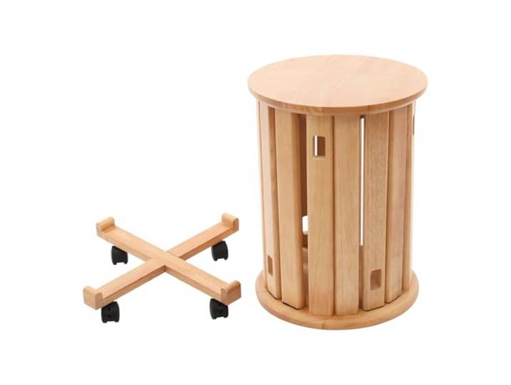 Levkitch Stapelbare Runde Hocker, 4-in-1 Esszimmerstühle,4er-Set Holz-Beistelltisch-Hocker,einteiliger Doppelnutzungs Stapelhocker für Küche, Insel, Schlafzimmer, Wohnzimmer (Kirschholz Farbe)