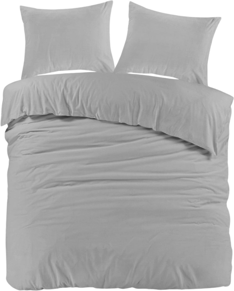 Droomtextiel Mendez Dekbedovertrek Flanel Grijs - 240 x 220 cm