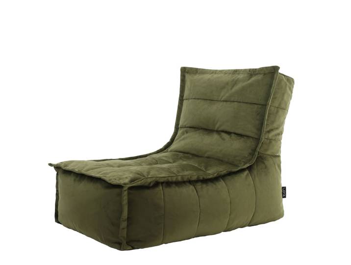 Pouf chauffeuse velours vert olive