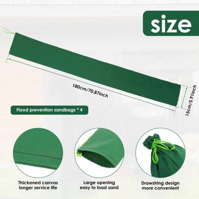 Sand Bags Thickened Long Canvas Sandbags, Sturdy Water Barrier, Large Reusable Empty Flood Prevention Sandbags 4pcs 15cm 1.8m