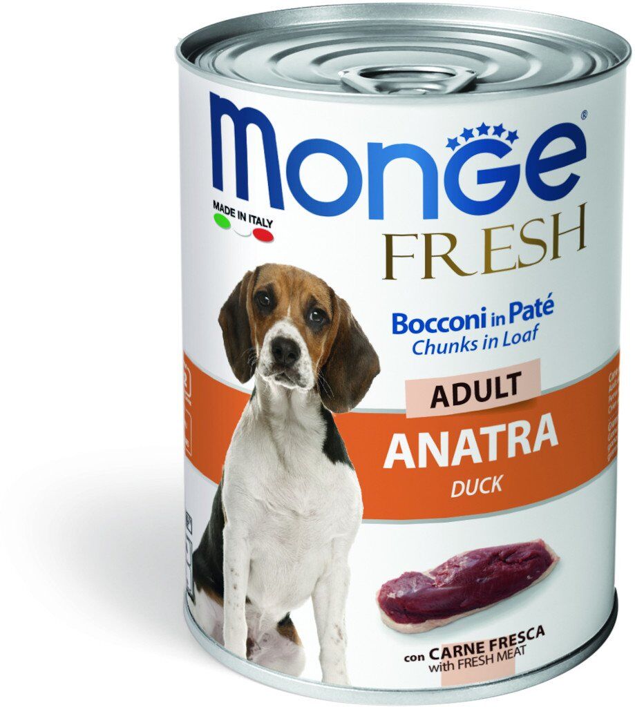 Monge Fresh Adult Bocconcini in Paté con Anatra 400 g Alimento Umido per Cani