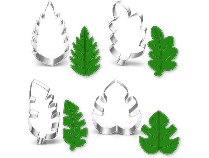 Ausstechformen Set 4-teilig Blätter, Mehrfarbig, Metall, 7.1x2x10 cm, Backen & Backzubehör, Keksausstecher