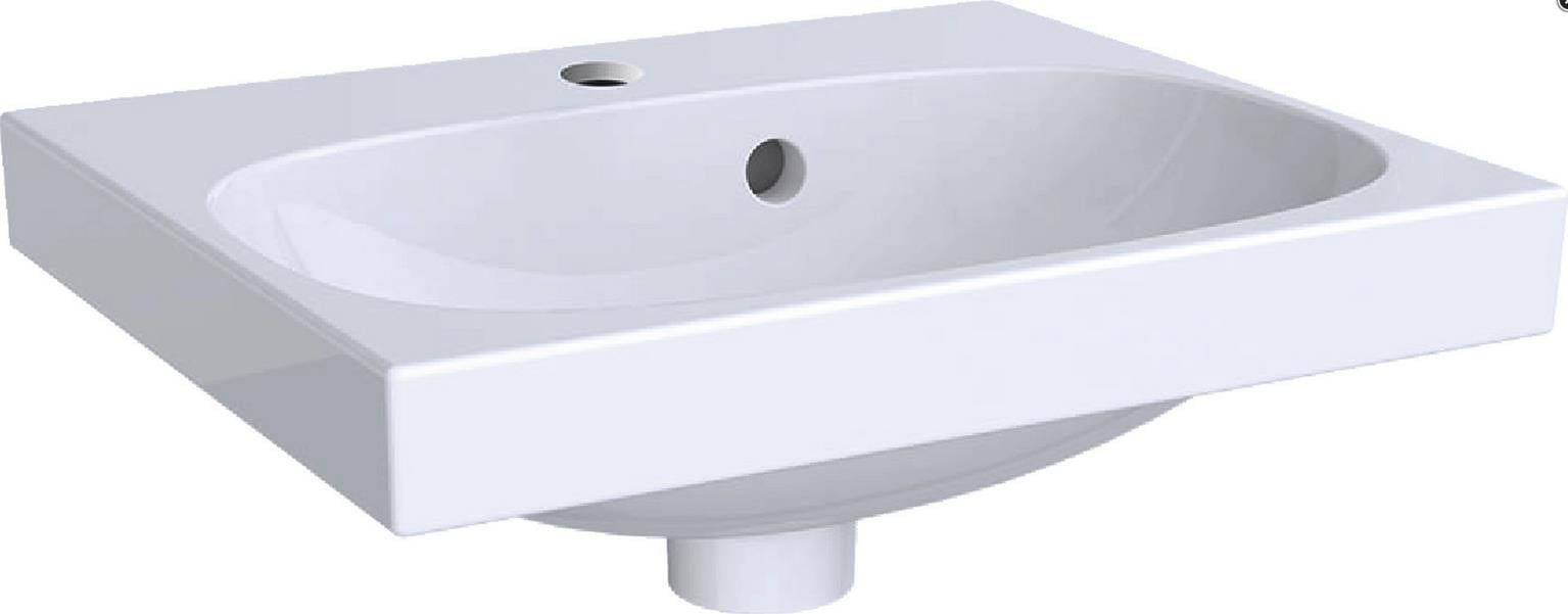 Geberit Acanto wastafel met kraangat, wit-alpin, 450 x 380 mm