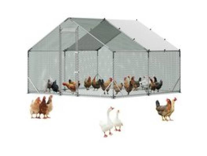 VEVOR Kippenhok, 3x3x2 m, inloopren met waterdichte hoes en stevig frame, kippenhok met schuin dak, buitenren, kippenhok voor konijnen, kippen en ganzen