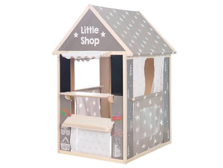 Roba Spielhaus-Kombination roba, Natur, Hellgrau, Holz, 82.5x128x94.5 cm, unisex, EN 71, Spielzeug, Kinderspielzeug, Kaufladen & Zubehör