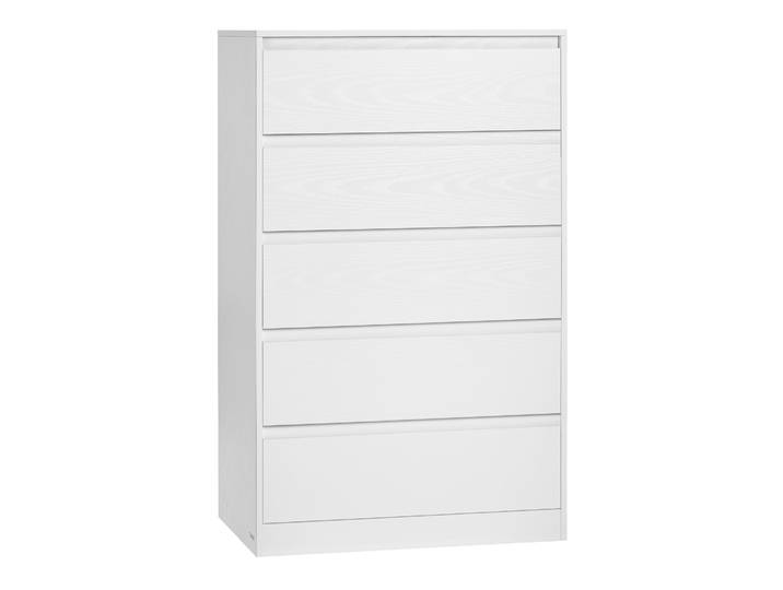 VASAGLE Commode 5 Tiroirs, Meuble de Rangement, 40 x 60 x 97,4 cm, Style Moderne, Blanc