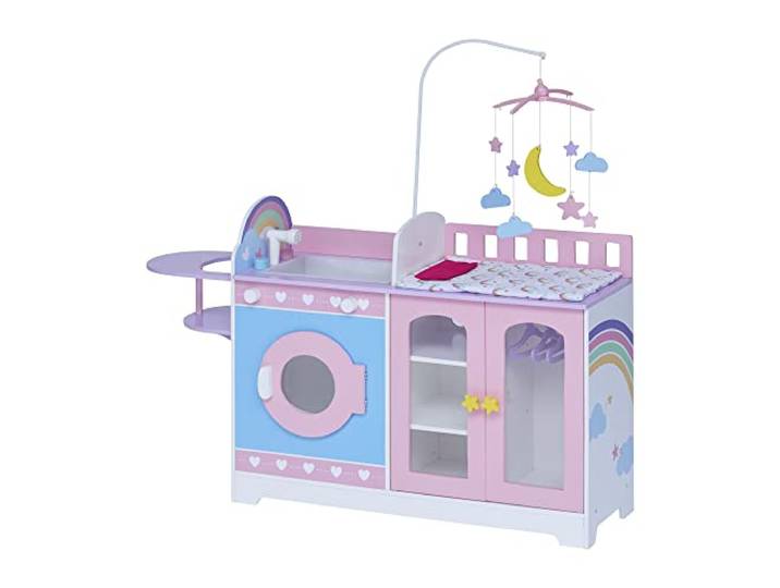 Teamson Kids 6-in-1 Veranderen Station Voor Tot 16 Poppen - Accessoires Voor Poppen - Kinderspeelgoed - Roze/Purper