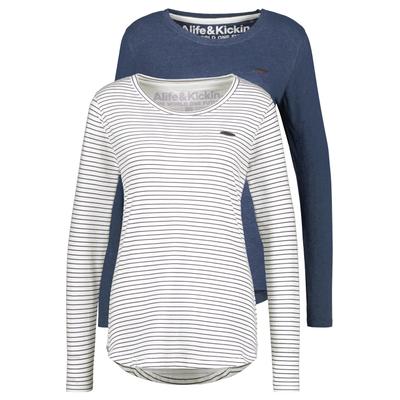 Langarmshirt ALIFE & KICKIN "Damen LeaAK Langarmshirt, Shirt", Damen, Gr. M, blau (cloudy), 60% Baumwolle, 40% Polyester, Shirts Langarmshirt