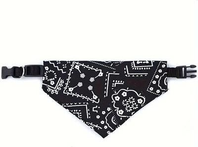 Inspire Select Adjustable Pet Bandana Scarf Collar For Puppy & Cat, Triangular Drool Bib Saliva Towel For Small Dogs Kitten black l