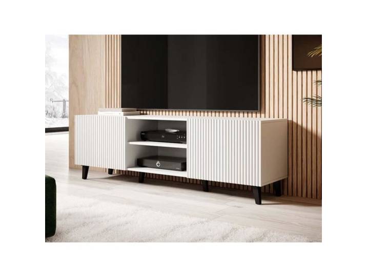 Sanna - meuble TV - 2 portes et 2 niches - 150 cm - Blanc