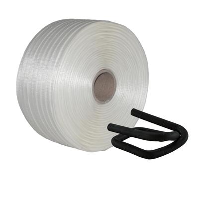 KK Verpackungen 19 mm Textil gewebt HD Umreifung Set Umreifungsband Phosphatiert Metallklemmen