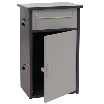 Proregal Paketkasten mit 2 Fächern | HxBxT 78x49x38cm | Stahl | Dunkelgrau/Grau| Paketbox Paketfach Paketstation Briefkasten