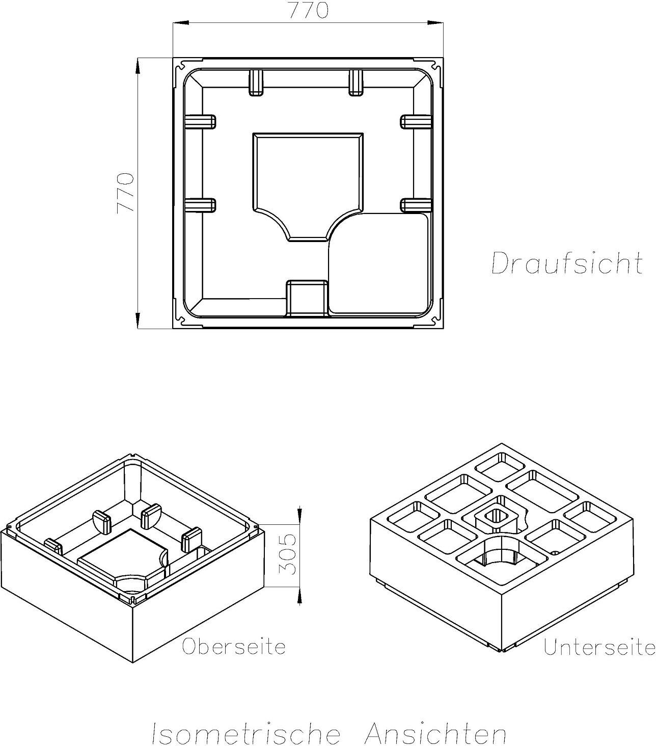Schedel Standard Duschwannenträger 80 x 80 x 15 cm, Duschwannen, SD 20000,