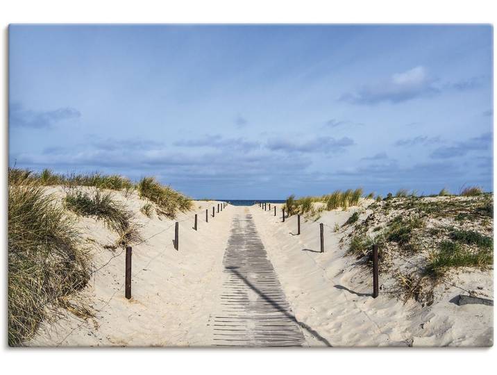 Wandbild ARTLAND Strandaufgang an Küste der Ostsee , blau (farbe bild(er): blau), B:90cm H:60cm, Bilder, Wandbild, auf Holzrahmen gespannt