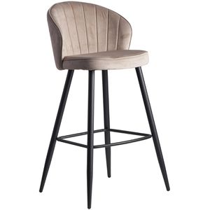 Wohnling Barhocker WL6.291, mit Lehne, 76 cm Sitzhöhe, Samt, beige