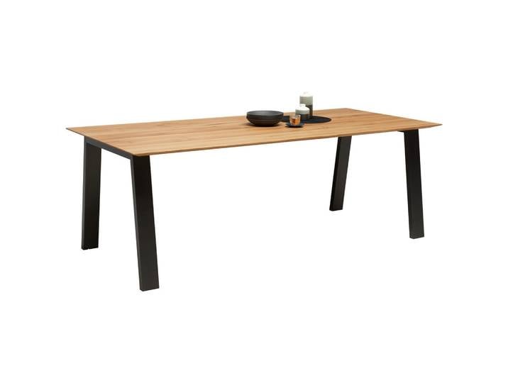 Bert Plantagie Esstisch, Anthrazit, Eichefarben, Holz, Metall, Asteiche, massiv, rechteckig, eckig, 100x77x220 cm, In verschiedenen Grössen erhältlich, Esszimmer, Esstische, Holztisch, Massivholztische