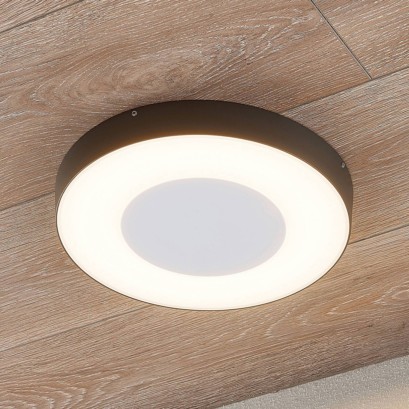LED Außendeckenleuchte Sora Lucande, alu / grau / zink, Aluminium, Modern, LED Deckenleuchten