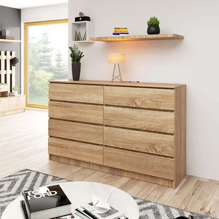 garneroarredamenti Cassettiera 160x100h cm moderna 8 cassetti rovere Living
