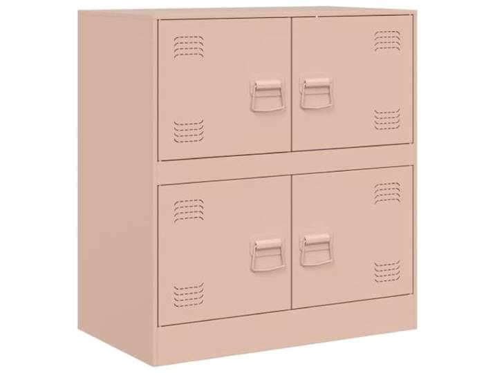 Roanoer Sideboard Rosa 67x39x73 cm Metallschrank mit 4 Türen Kompakte Flurkommode aus kaltgewalztem Stahl in Rosa für Wohnzimmer und Büro mit 4 Fächern und 70 kg Belastbarkeit.
