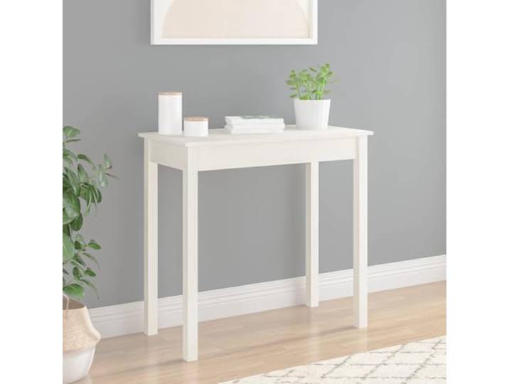 WHOPBXGAD White Console Table 80x40x75 cm Solid Pine Wood - Rustic Elegance for Hallway Living Room Sturdy Design with Spacious Tabletop Perfect for Decor, Photos Storage - Easy Assembly